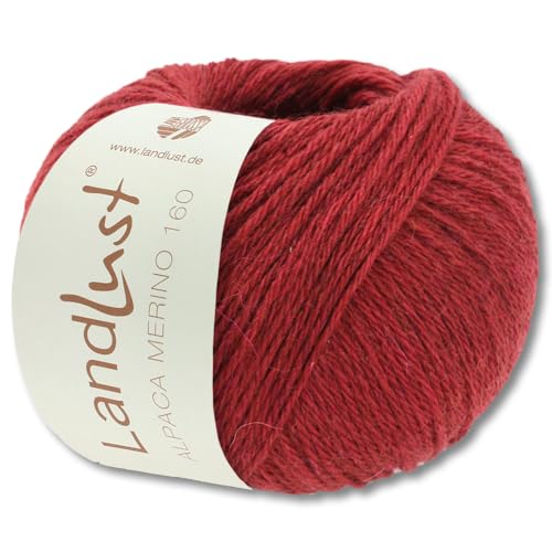 Frida's Wollhaus Lana Grossa 50 g Landlust Alpaka Merino 160 Wolle Stricken 26 Farben (420 | Bordeaux) von Frida's Wollhaus