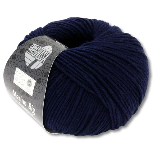 Frida's Wollhaus Lana Grossa 50g Cool Wool Big Merinowolle Wolle Garn Häkeln Stricken 24 Farben (630 | Nachtblau) von Frida's Wollhaus