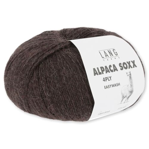 Frida's Wollhaus Lang Yarns 100 g Alpaca Soxx 4-fach Wolle Stricken Alpaka Easywash 64 Farben (068 | Dunkelbraun Mélange) von Frida's Wollhaus