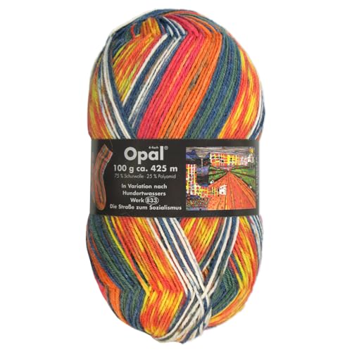 Frida's Wollhaus Opal 100 g Hundertwasser Sockenwolle 4-fach Strümpfe Socken Stricken 24 Farben (1430 | Die Straße zum Sozialismus) von Frida's Wollhaus