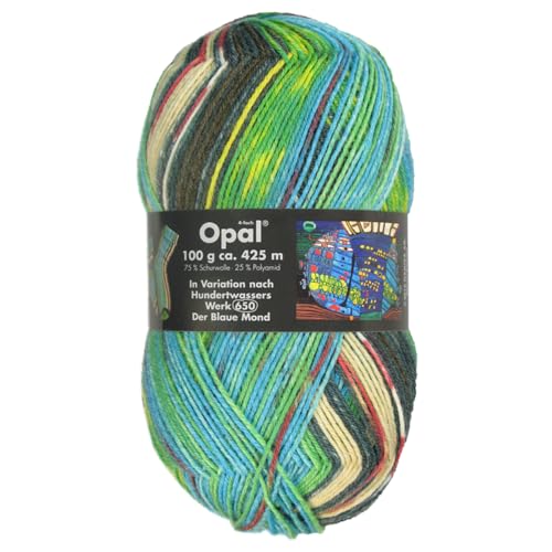 Frida's Wollhaus Opal 100 g Hundertwasser Sockenwolle 4-fach Strümpfe Socken Stricken 24 Farben (1432 | Der Blaue Mond) von Frida's Wollhaus