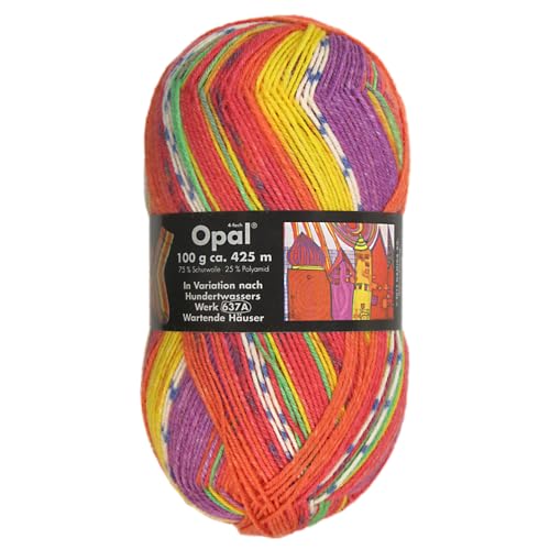 Frida's Wollhaus Opal 100 g Hundertwasser Sockenwolle 4-fach Strümpfe Socken Stricken 24 Farben (1434 | Wartende Häuser) von Frida's Wollhaus