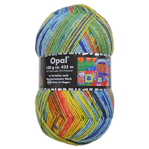 Frida's Wollhaus Opal 100 g Hundertwasser Sockenwolle 4-fach Strümpfe Socken Stricken 24 Farben (3200 | Kuss im Regen) von Frida's Wollhaus