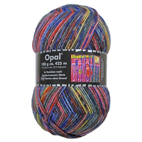 Frida's Wollhaus Opal 100 g Hundertwasser Sockenwolle 4-fach Strümpfe Socken Stricken 24 Farben (3205 | Garten ohne Grund) von Frida's Wollhaus