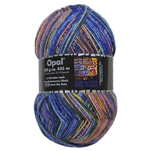 Frida's Wollhaus Opal 100 g Hundertwasser Sockenwolle 4-fach Strümpfe Socken Stricken 24 Farben (3207 | Save the Seas) von Frida's Wollhaus