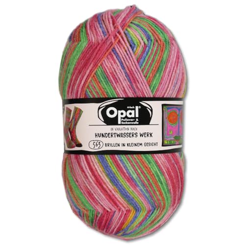 Frida's Wollhaus Opal 100 g Hundertwasser Sockenwolle 4-fach Strümpfe Socken Stricken 32 Farben (4051 | Brillen in kleinem Gesicht) von Frida's Wollhaus