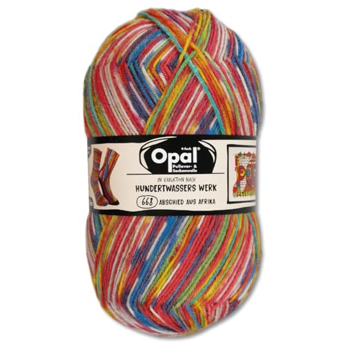 Frida's Wollhaus Opal 100 g Hundertwasser Sockenwolle 4-fach Strümpfe Socken Stricken 32 Farben (4054 | Abschied aus Afrika) von Frida's Wollhaus