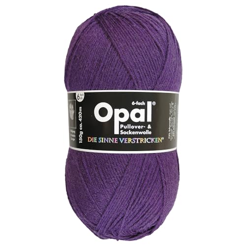 Frida's Wollhaus Opal 150 g Uni 6-fach Sockenwolle Strümpfe Stricken Einfarbig 9 Farben (7902 | Violett) von Frida's Wollhaus