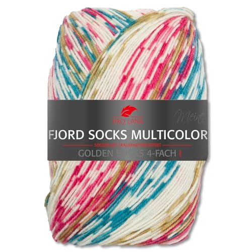 Frida's Wollhaus Pro Lana 100 g Fjord Socks 4-fach Fjord Socks Multicolor Sricken Häkeln Sockenwolle 6 Farben (482) von Frida's Wollhaus