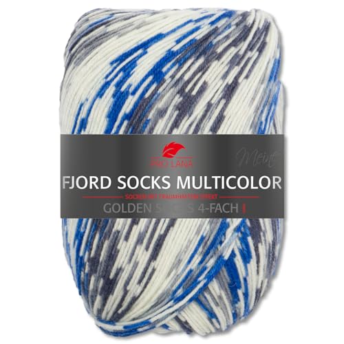 Frida's Wollhaus Pro Lana 100 g Fjord Socks 4-fach Fjord Socks Multicolor Sricken Häkeln Sockenwolle 6 Farben (483) von Frida's Wollhaus