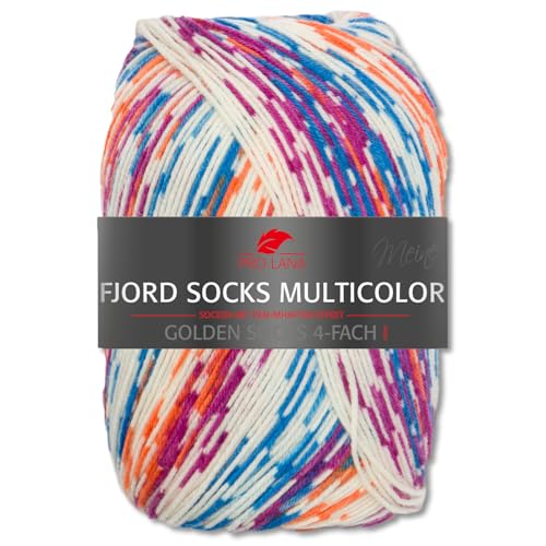 Frida's Wollhaus Pro Lana 100 g Fjord Socks 4-fach Fjord Socks Multicolor Sricken Häkeln Sockenwolle 6 Farben (485) von Frida's Wollhaus