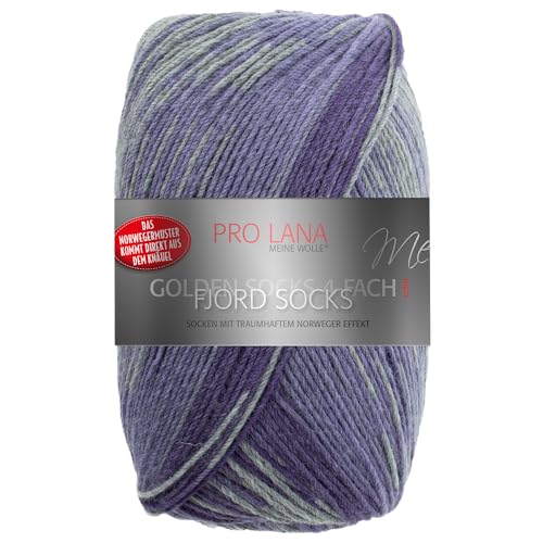 Frida's Wollhaus Pro Lana 100 g Golden Socks 4-fach Fjord Socks Sockenwolle Garn 16 Farben (192 | Violett Color) von Frida's Wollhaus