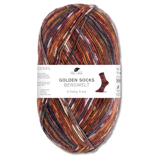 Frida's Wollhaus Pro Lana 100g Golden Socks Bergwelt 4-fach Sockenwolle Stricken Häkeln Garn Wolle 5 Farben (80603) von Frida's Wollhaus