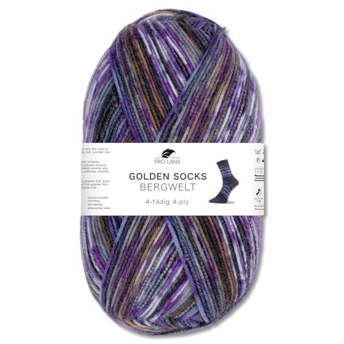 Frida's Wollhaus Pro Lana 100g Golden Socks Bergwelt 4-fach Sockenwolle Stricken Häkeln Garn Wolle 5 Farben (80606) von Frida's Wollhaus
