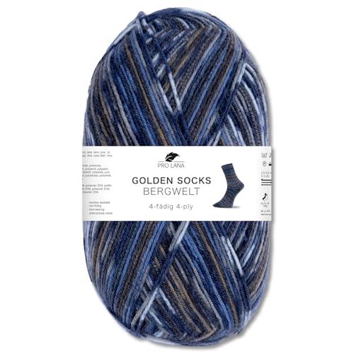 Frida's Wollhaus Pro Lana 100g Golden Socks Bergwelt 4-fach Sockenwolle Stricken Häkeln Garn Wolle 5 Farben (80607) von Frida's Wollhaus