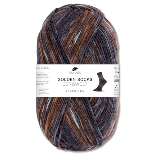 Frida's Wollhaus Pro Lana 100g Golden Socks Bergwelt 4-fach Sockenwolle Stricken Häkeln Garn Wolle 5 Farben (80609) von Frida's Wollhaus