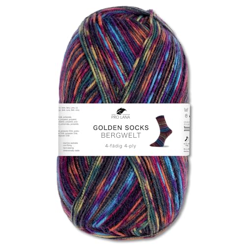 Frida's Wollhaus Pro Lana 100g Golden Socks Bergwelt 4-fach Sockenwolle Stricken Häkeln Garn Wolle 5 Farben (80613) von Frida's Wollhaus