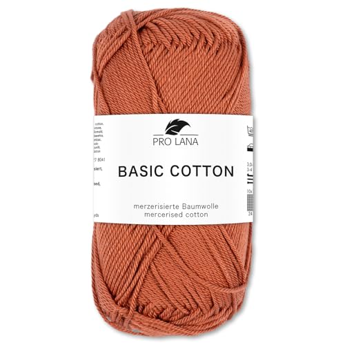 Frida's Wollhaus Pro Lana 50 g Basic Cotton Baumwolle Stricken Häkeln Wolle Garn Basic-Garn 105 Farben (213 | Fuchs) von Frida's Wollhaus