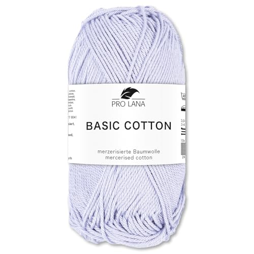 Frida's Wollhaus Pro Lana 50 g Basic Cotton Baumwolle Stricken Häkeln Wolle Garn Basic-Garn 105 Farben (241 | Malve) von Frida's Wollhaus