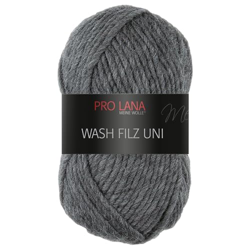 Frida's Wollhaus Pro Lana 50 g Wash Filz uni Filzwolle Stricken Häkeln Garn flauschig 26 Farben (195 | Anthrazit) von Frida's Wollhaus