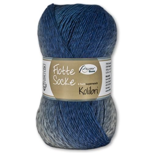 Frida's Wollhaus Rellana 100 g Flotte Socke Kolibri 4-fädig Sockenwolle 14 Farben (6205 | blau | degradé) von Frida's Wollhaus