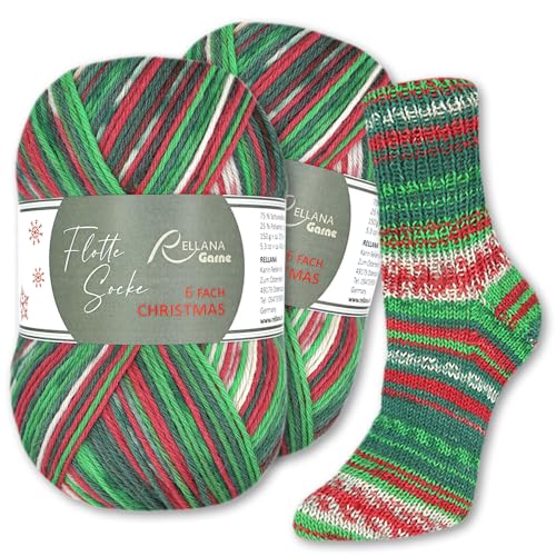 Frida's Wollhaus Rellana 2 x 150 g Flotte Socke Christmas Edition 2025 6-fädig Sockenwolle Stricken Garn Wolle Frida's Wollhaus Rellana 2 x 150 g Flotte Socke Christmas Edition 2025 6-fädig Sockenwolle Stricken Garn Wolle von Frida's Wollhaus