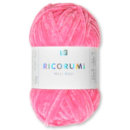 Frida's Wollhaus Rico Design 25 g Ricogurumi Nilli Nilli Chenillegarn Wolle Amigurumi weich samtig Stricken Häkeln 30 Farben (028 | Neon Pink) von Frida's Wollhaus