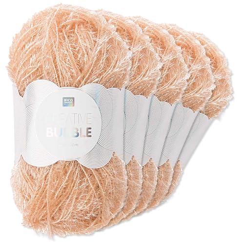 Frida's Wollhaus Rico Design 5 x 50 g Creative Bubble Schwammgarn Wolle Stricken Häkeln 57 Farben (010 | Puder) von Frida's Wollhaus