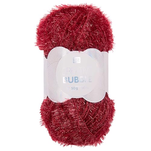 Frida's Wollhaus Rico Design 50 g Creative Bubble Schwammgarn Wolle Stricken Häkeln 57 Farben (018 | Dunkelrot) von Frida's Wollhaus