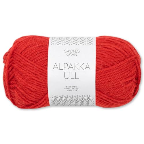Frida's Wollhaus Sandnes 50 g Alpakka Ull Alpaka Wolle Garn Stricken Wintergarn wärmend 37 Farben (4018 | Scarlet Red) von Frida's Wollhaus
