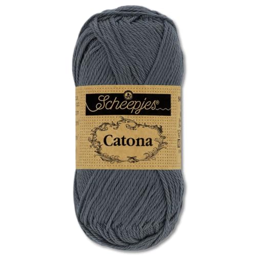 Frida's Wollhaus Scheepjes 10 g Catona 100% Baumwolle Stricken Häkeln Amigurumi Wolle 113 Farben (393 | Charcoal) von Frida's Wollhaus