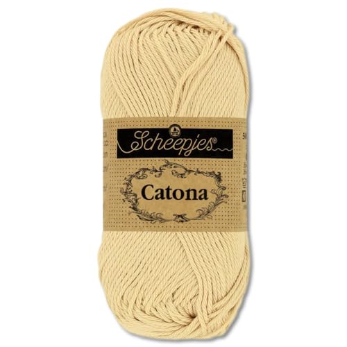 Frida's Wollhaus Scheepjes 10 g Catona 100% Baumwolle Stricken Häkeln Amigurumi Wolle 113 Farben (404 | English Tea) von Frida's Wollhaus