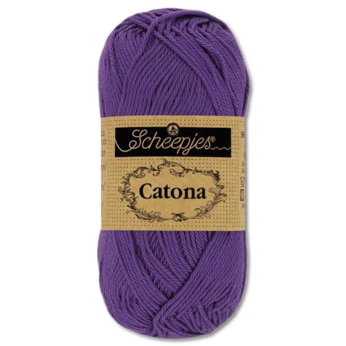 Frida's Wollhaus Scheepjes 10 g Catona 100% Baumwolle Stricken Häkeln Amigurumi Wolle 113 Farben (521 | Deep Violet) von Frida's Wollhaus
