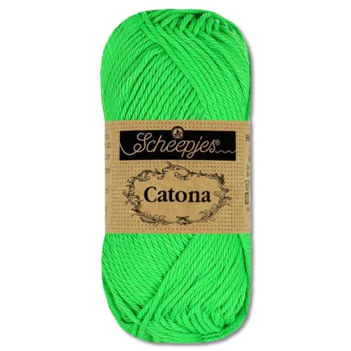 Frida's Wollhaus Scheepjes 10 g Catona 100% Baumwolle Stricken Häkeln Amigurumi Wolle 113 Farben (602 | Neon Green) von Frida's Wollhaus