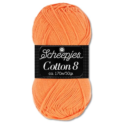 Frida's Wollhaus Scheepjes 50 g Cotton 8 100% Baumwolle Stricken Häkeln Wolle Garn Amigurumi 48 Farben (639 | Orange) von Frida's Wollhaus