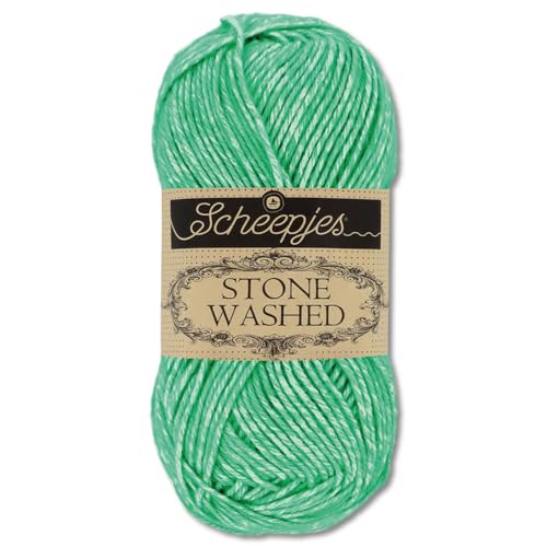 Frida's Wollhaus Scheepjes 50 g Stone Washed Stricken Häkeln seidenweich Wolle Garn 36 Farben (826 | Fosterite) von Frida's Wollhaus