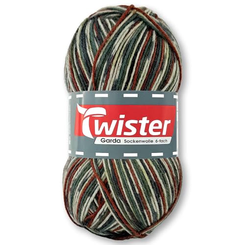 Frida's Wollhaus Twister 150 g Garda 6-fach Sockenwolle Stricken Häkeln Schurwolle Garn 14 Farben (725 | Earth Color) von Frida's Wollhaus