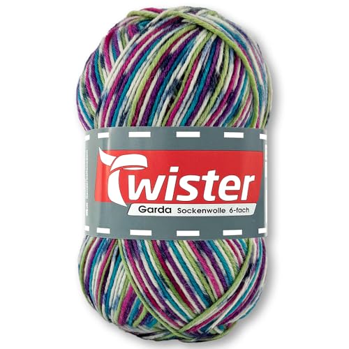 Frida's Wollhaus Twister 150 g Garda 6-fach Sockenwolle Stricken Häkeln Schurwolle Garn 14 Farben (726 | Confetti Color) von Frida's Wollhaus