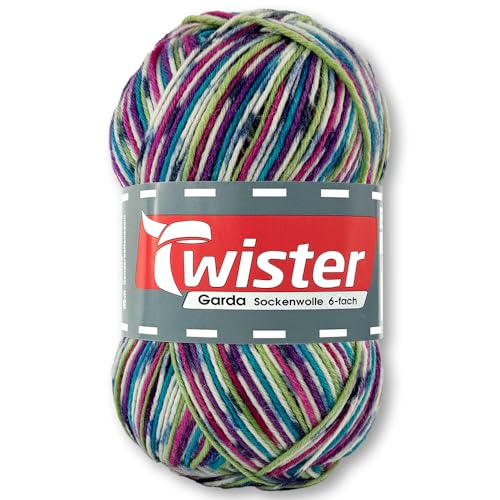 Frida's Wollhaus Twister 150 g Garda 6-fach Sockenwolle Stricken Häkeln Schurwolle Garn 20 Farben (726 | Confetti Color) von Frida's Wollhaus