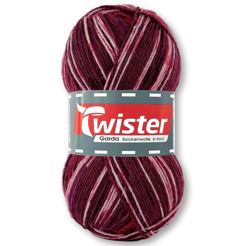 Frida's Wollhaus Twister 150 g Garda 6-fach Sockenwolle Stricken Häkeln Schurwolle Garn 20 Farben (732 | Burgund Color) von Frida's Wollhaus