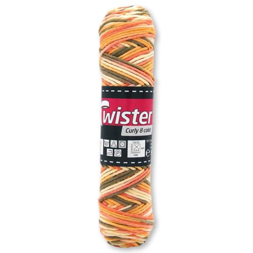 Frida's Wollhaus Twister 50 g Curly 8-fach Color Stricken Häkeln Wolle Garn Baumwolle 14 Farben (105 | Sand | Rost | Braun) von Frida's Wollhaus