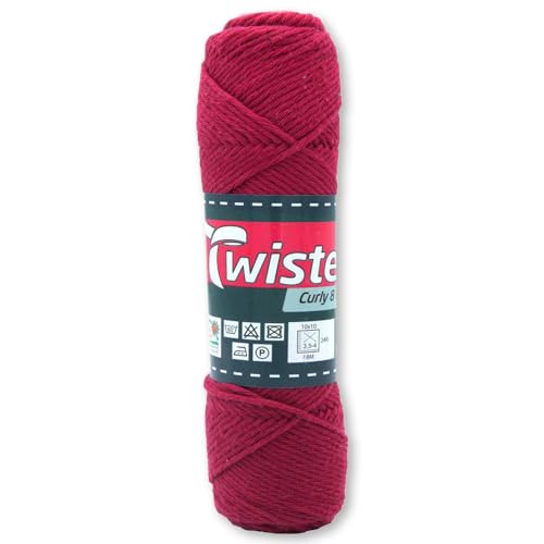 Frida's Wollhaus Twister 50 g Curly 8-fach Uni Baumwolle Schulgarn Topflappengarn Wolle 28 Farben (37 | Bordeaux) von Frida's Wollhaus