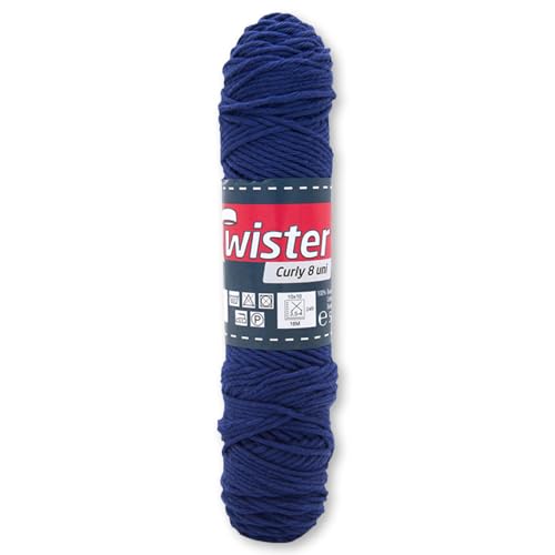 Frida's Wollhaus Twister 50 g Curly 8-fach Uni Baumwolle Schulgarn Topflappengarn Wolle 28 Farben (59 | Marine) von Frida's Wollhaus