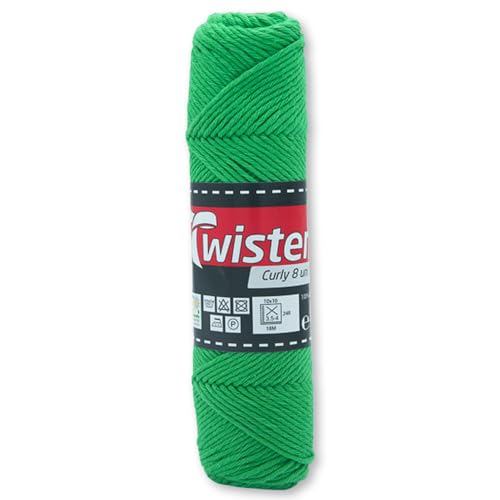 Frida's Wollhaus Twister 50 g Curly 8-fach Uni Baumwolle Schulgarn Topflappengarn Wolle 28 Farben (74 | Apfel) von Frida's Wollhaus