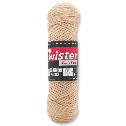 Frida's Wollhaus Twister 50 g Curly 8-fach Uni Baumwolle Schulgarn Topflappengarn Wolle 28 Farben (82 | Kamel) von Frida's Wollhaus