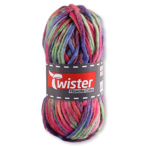 Frida's Wollhaus Twister 50 g Filzwolle Color Wintergarn Stricken Häkeln Filzen Wolle 9 Farben (148 | Mystic) von Frida's Wollhaus