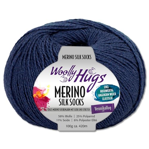 Frida's Wollhaus Woolly Hugs 100 g Merino Silk Socks Sockenwolle Sockengarn Strümpfe 15 Farben (250 | Jeans) von Frida's Wollhaus