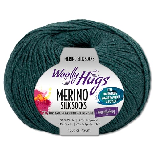 Frida's Wollhaus Woolly Hugs 100 g Merino Silk Socks Sockenwolle Sockengarn Strümpfe 15 Farben (268 | Petrol) von Frida's Wollhaus