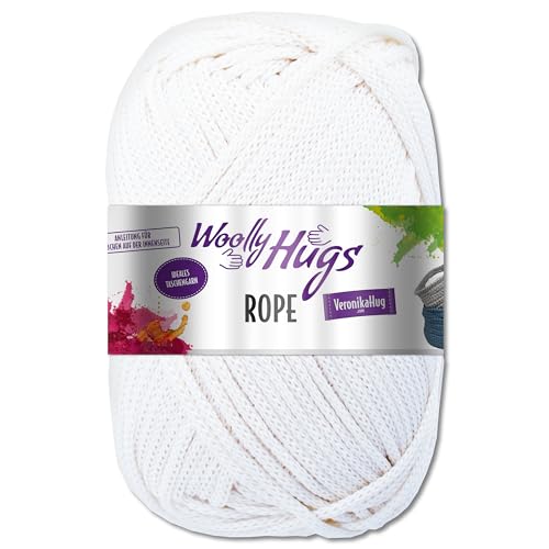 Frida's Wollhaus Woolly Hugs 200 g Rope Polyester Textilgarn Wolle Tasche mit Anleitung 13 Farben (01 | Weiß) von Frida's Wollhaus