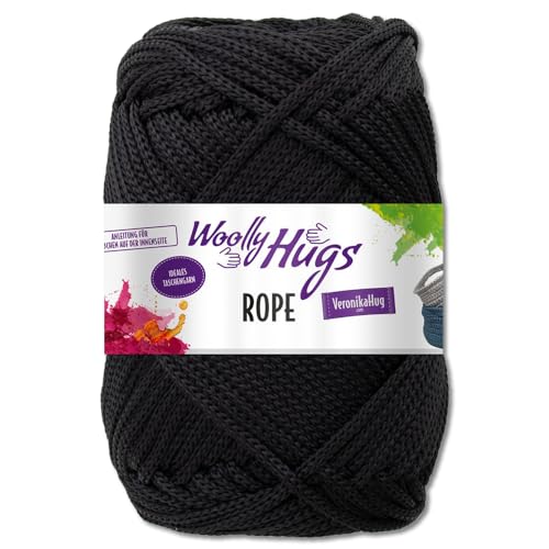 Frida's Wollhaus Woolly Hugs 200 g Rope Polyester Textilgarn Wolle Tasche mit Anleitung 13 Farben (99 | Schwarz) von Frida's Wollhaus
